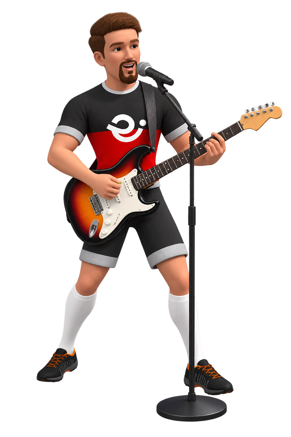 3D Musiker Avatar – Gitarrist mit orangefarbener Gitarre