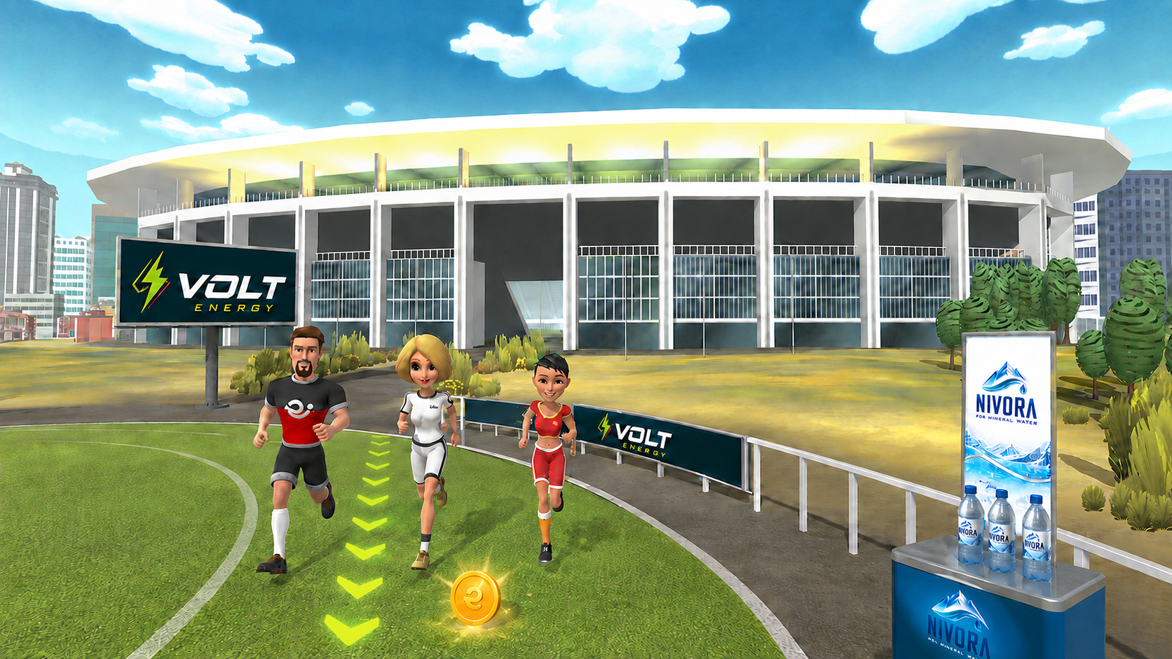 VOLT Energy und NIVORA Mineral Water sind in den Trainingsplatz integriert.